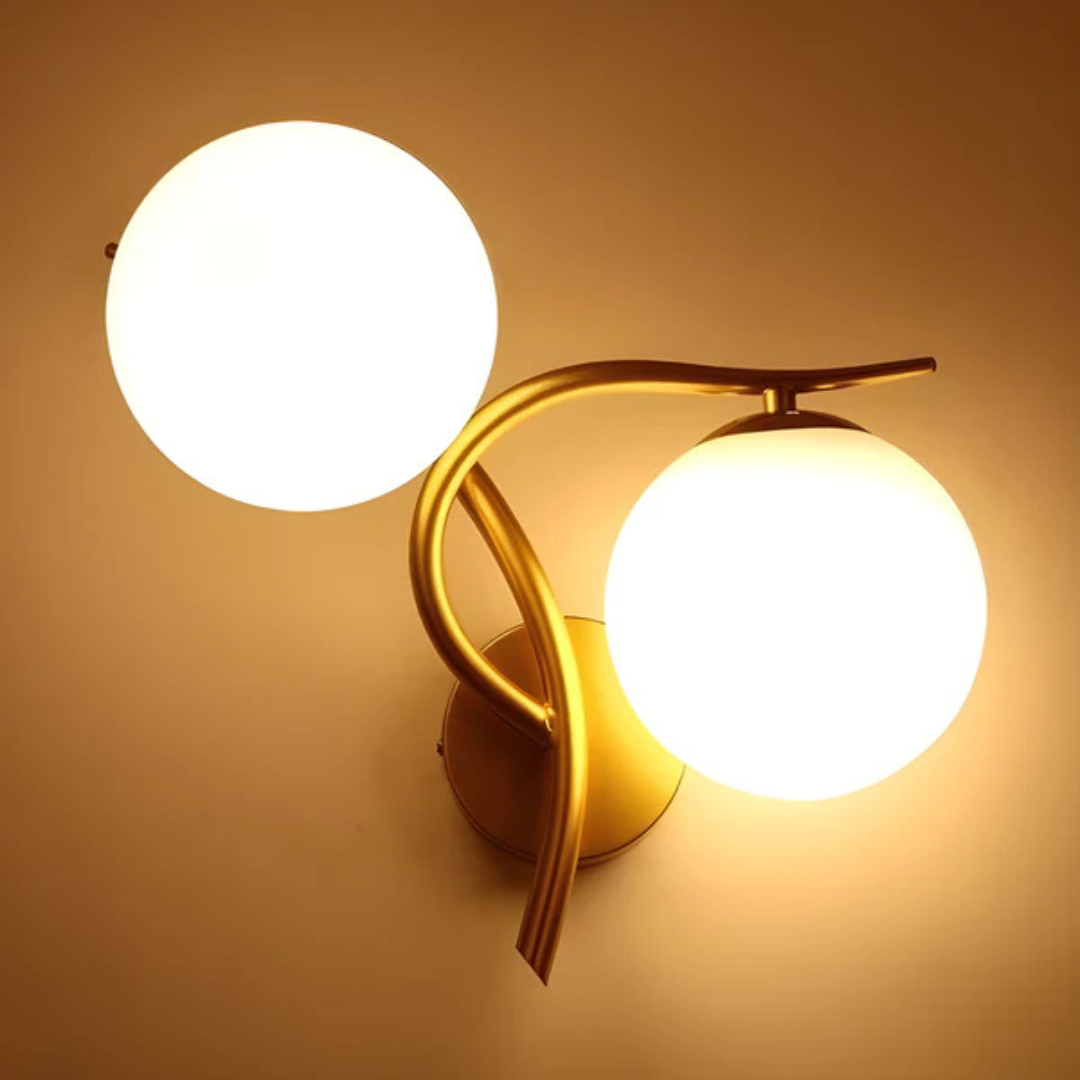 Glass and Copper LED Wall Light with Warm White Glow