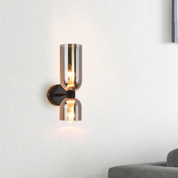 Modern Double Glass Wall Light Fixture