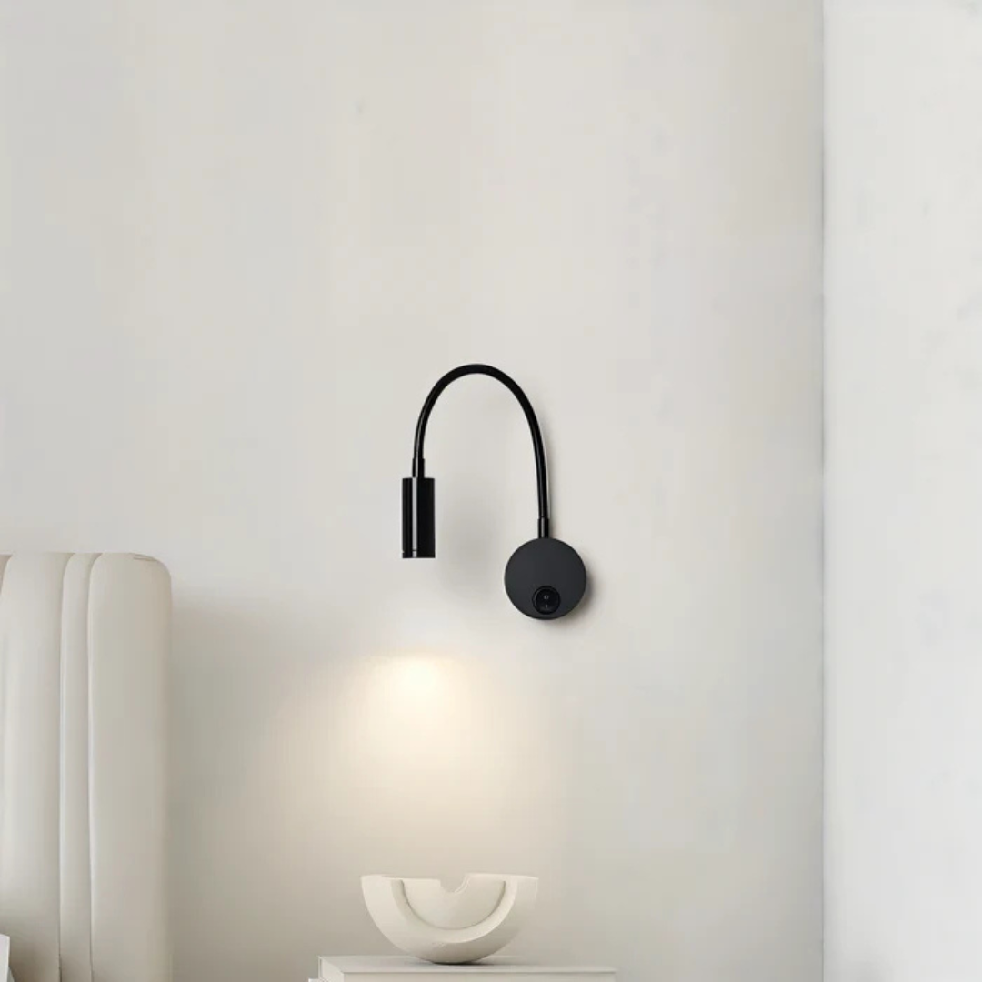 Wireless LED Wall Light with Flexible Arm in Black