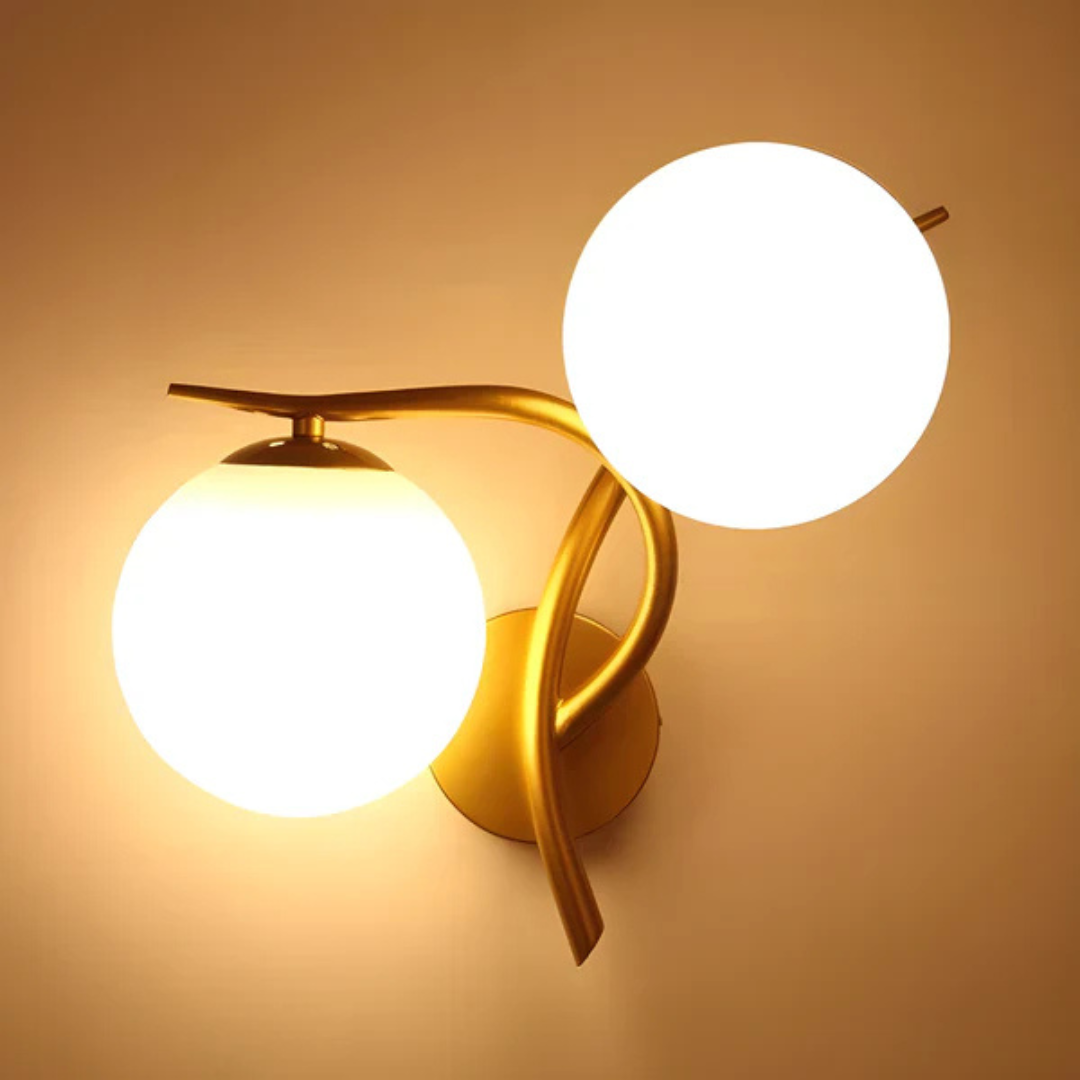 Glass and Copper LED Wall Light with Warm White Glow