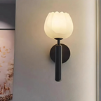 Modern LED Marble Wall Lamp with Copper Accents