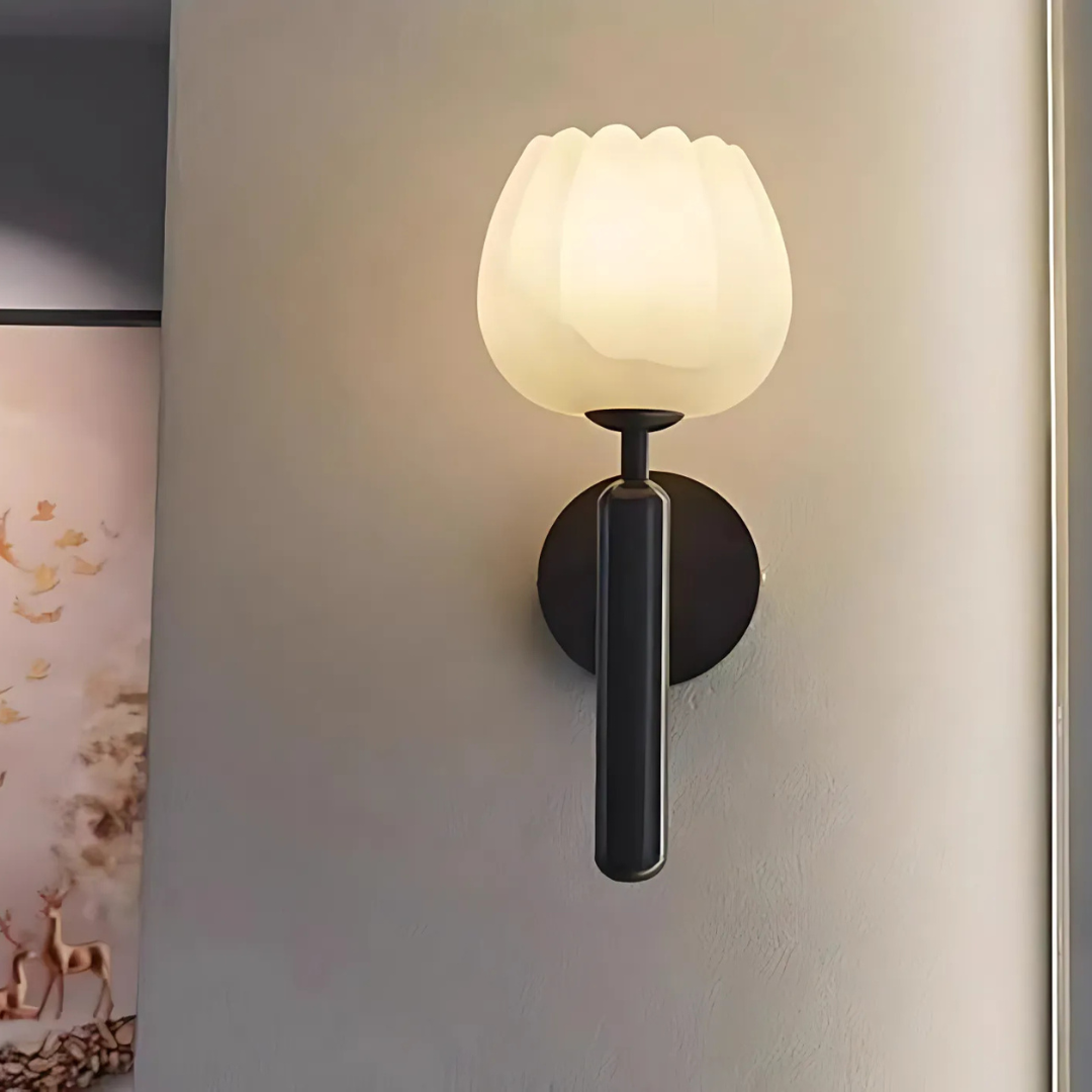 Modern LED Marble Wall Lamp with Copper Accents