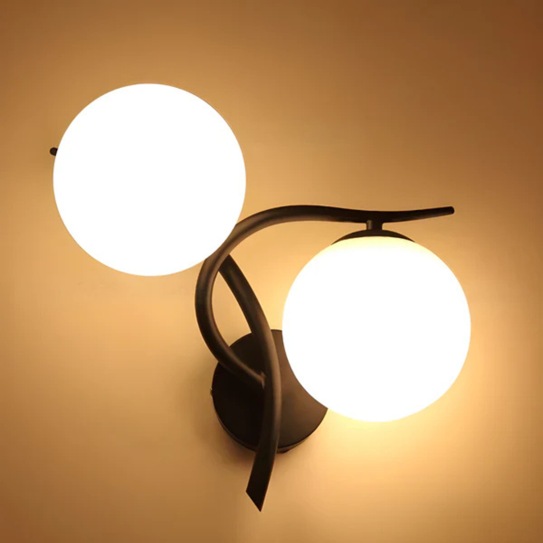Glass and Copper LED Wall Light with Warm White Glow
