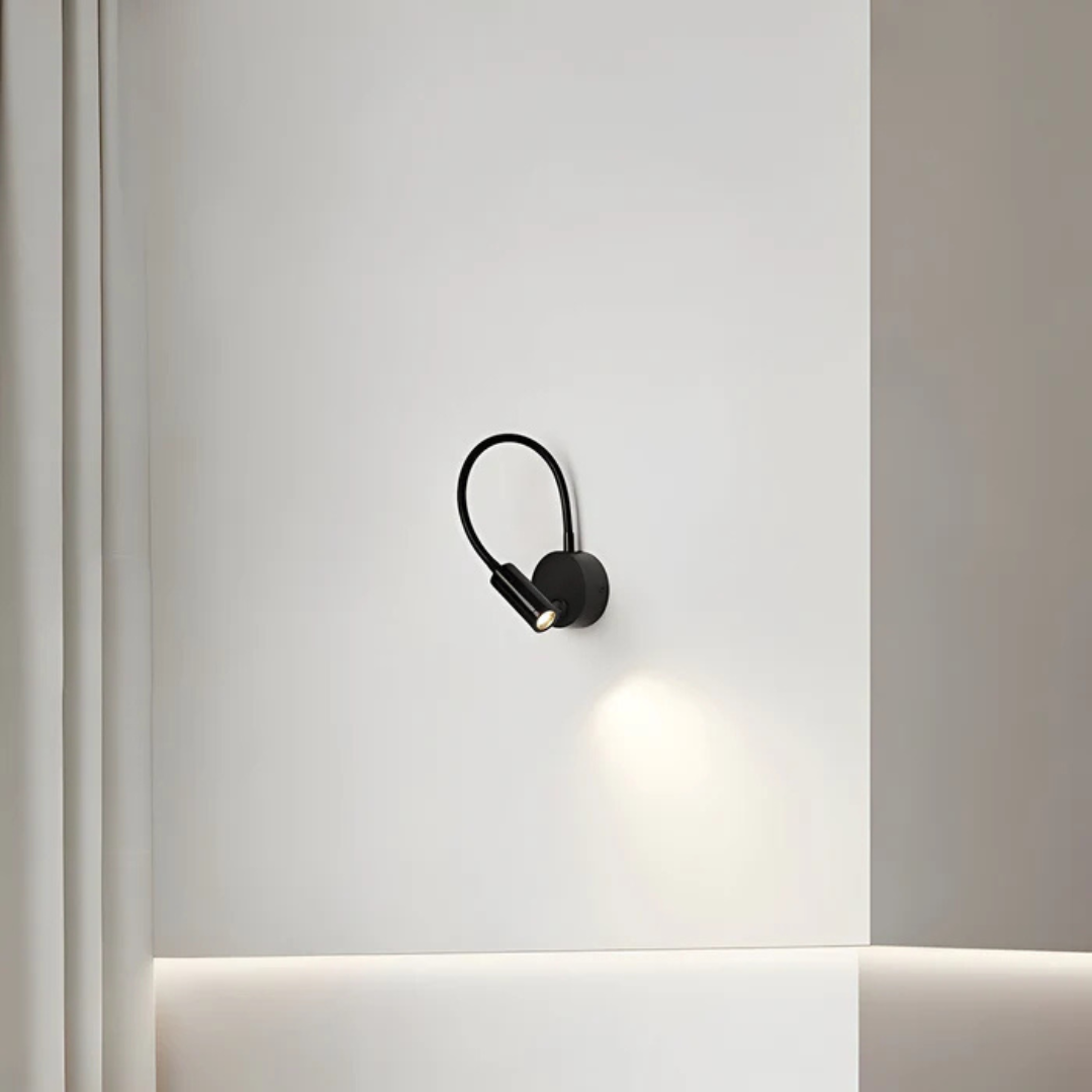 Wireless LED Wall Light with Flexible Arm in Black