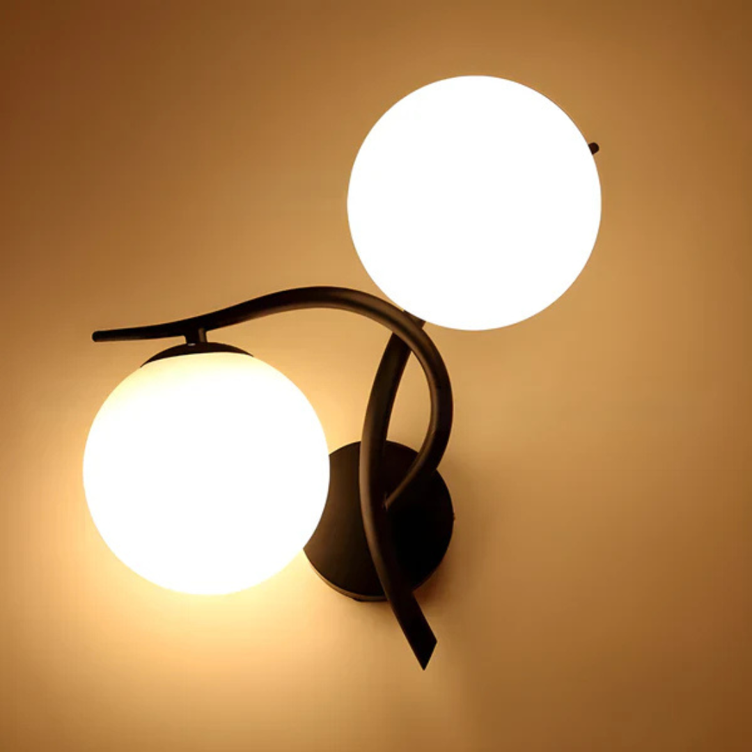 Glass and Copper LED Wall Light with Warm White Glow