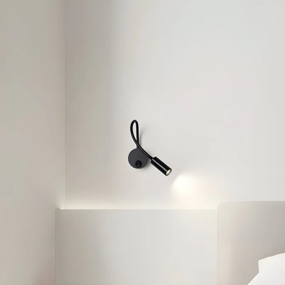 Wireless LED Wall Light with Flexible Arm in Black