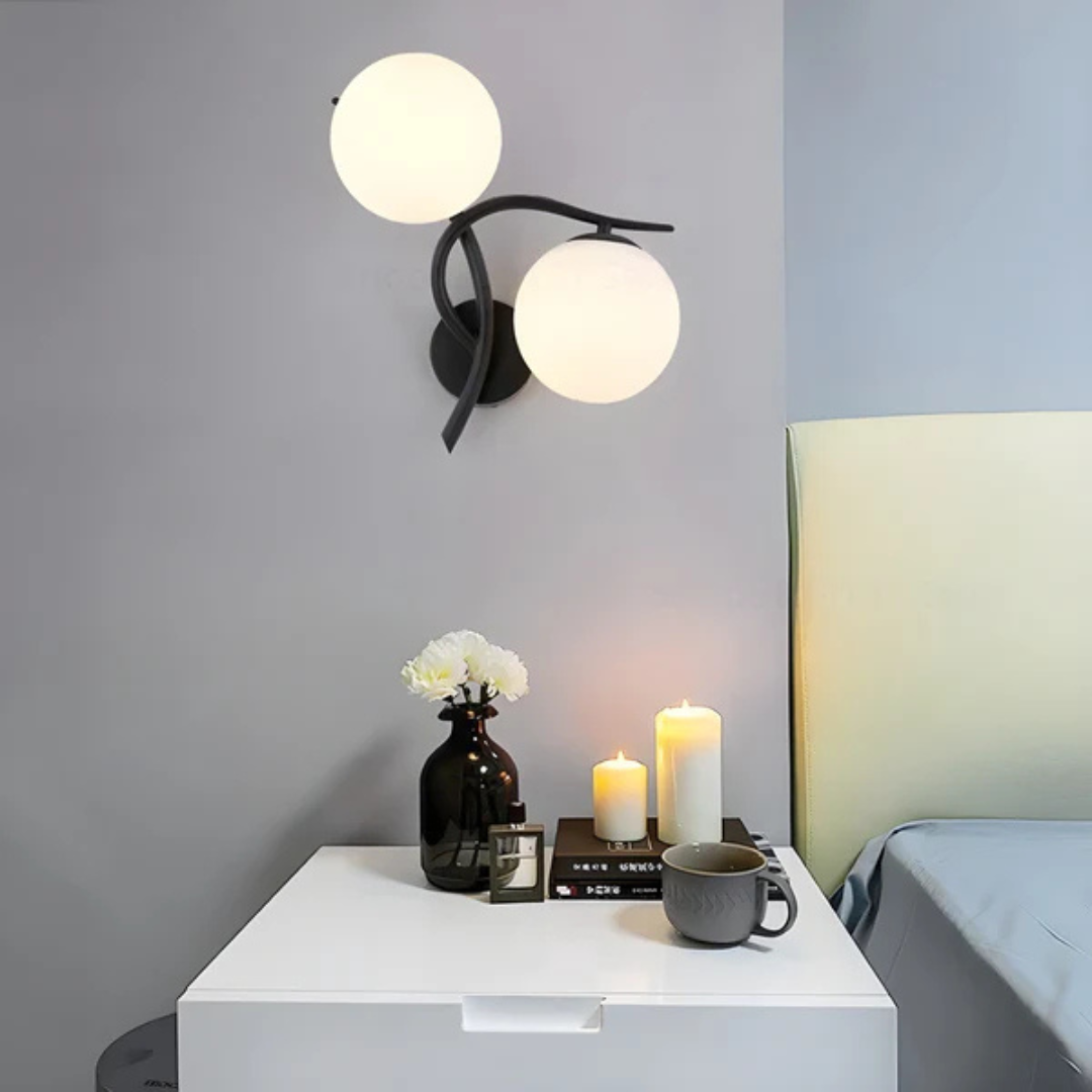 Glass and Copper LED Wall Light with Warm White Glow