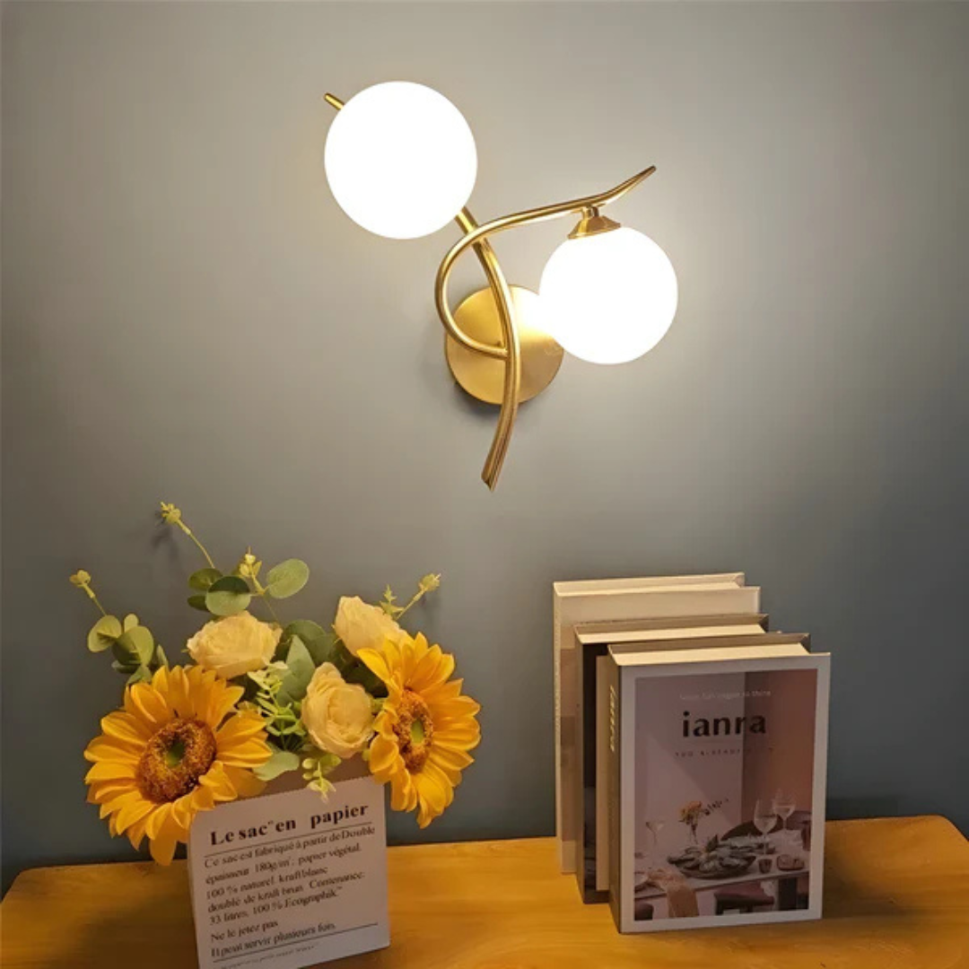 Glass and Copper LED Wall Light with Warm White Glow