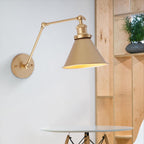 Mid-Century Adjustable Metal Wall Lamp – Brass & Black
