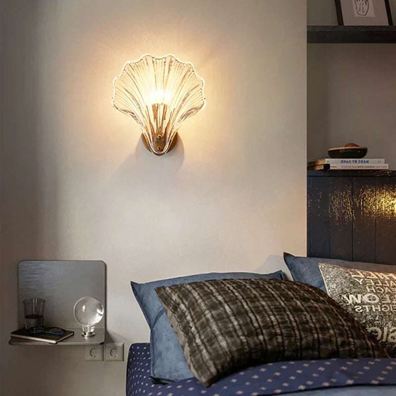Shell Glass Wall Light – Warm LED Decorative Fixture