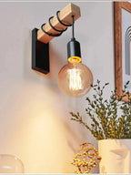Vintage Wood & Iron Wall Lamp – RetroLume E27