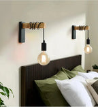 Vintage Wood & Iron Wall Lamp – RetroLume E27