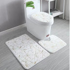 Gold Toilet Seat Cover and Bathroom Mat Set Non-Slip
