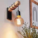 Vintage Wood & Iron Wall Lamp – RetroLume E27