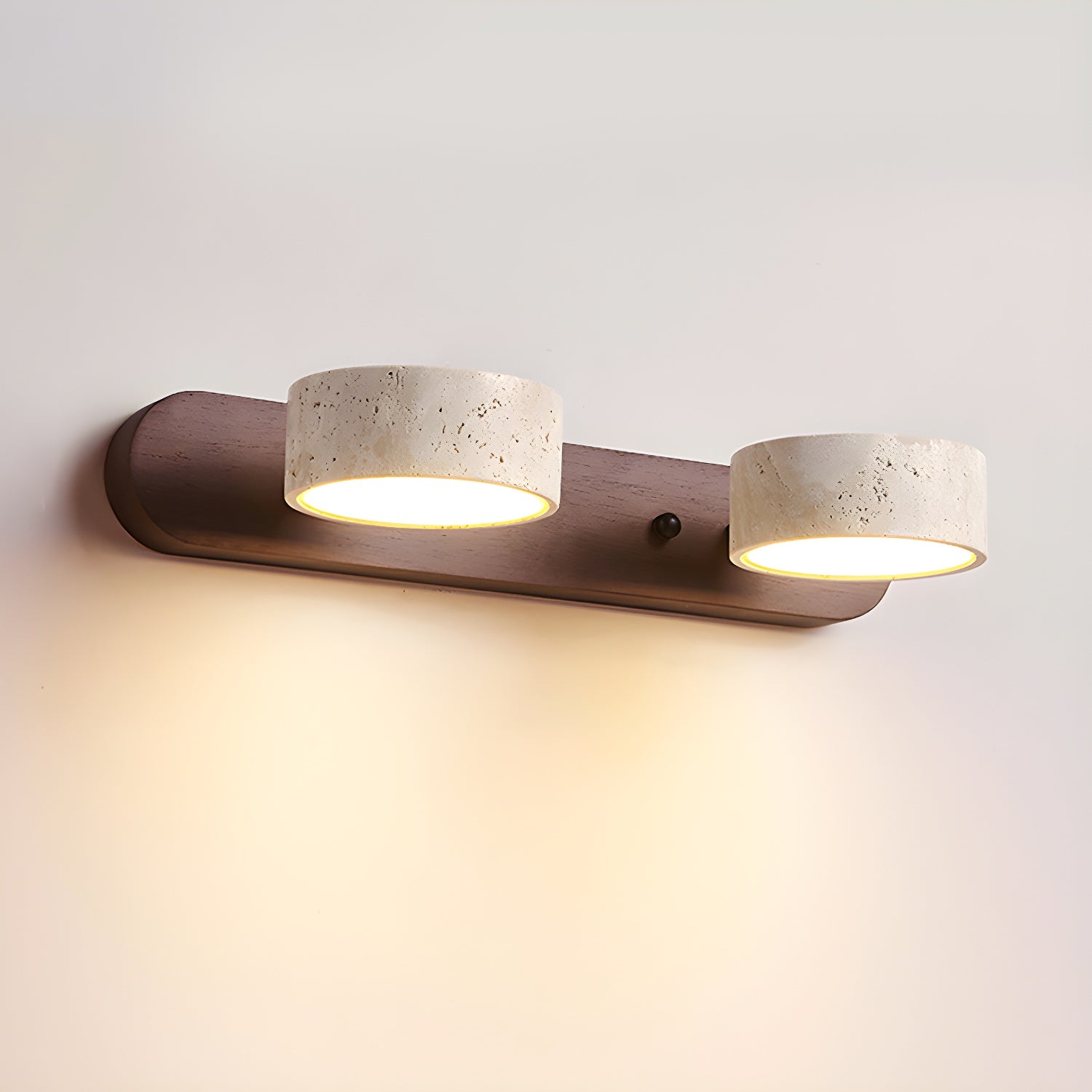 Travertine Stone Dual LED Wall Light Fixture