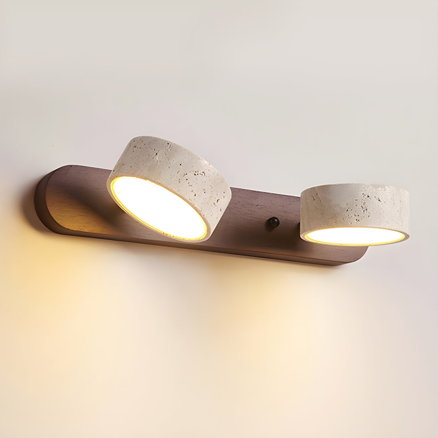 Travertine Stone Dual LED Wall Light Fixture