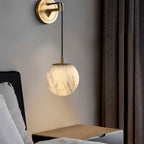Marbell Brass & Marble Wall Light – Minimalist Globe Sconce