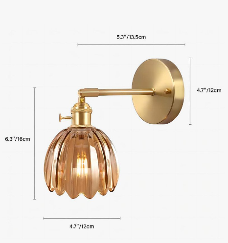 Vintage Tulip Glass Wall Sconce Light