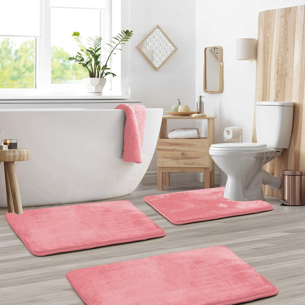 Velvet Memory Foam Bath Mat Set – Non-Slip & Quick-Dry (3 Pieces)