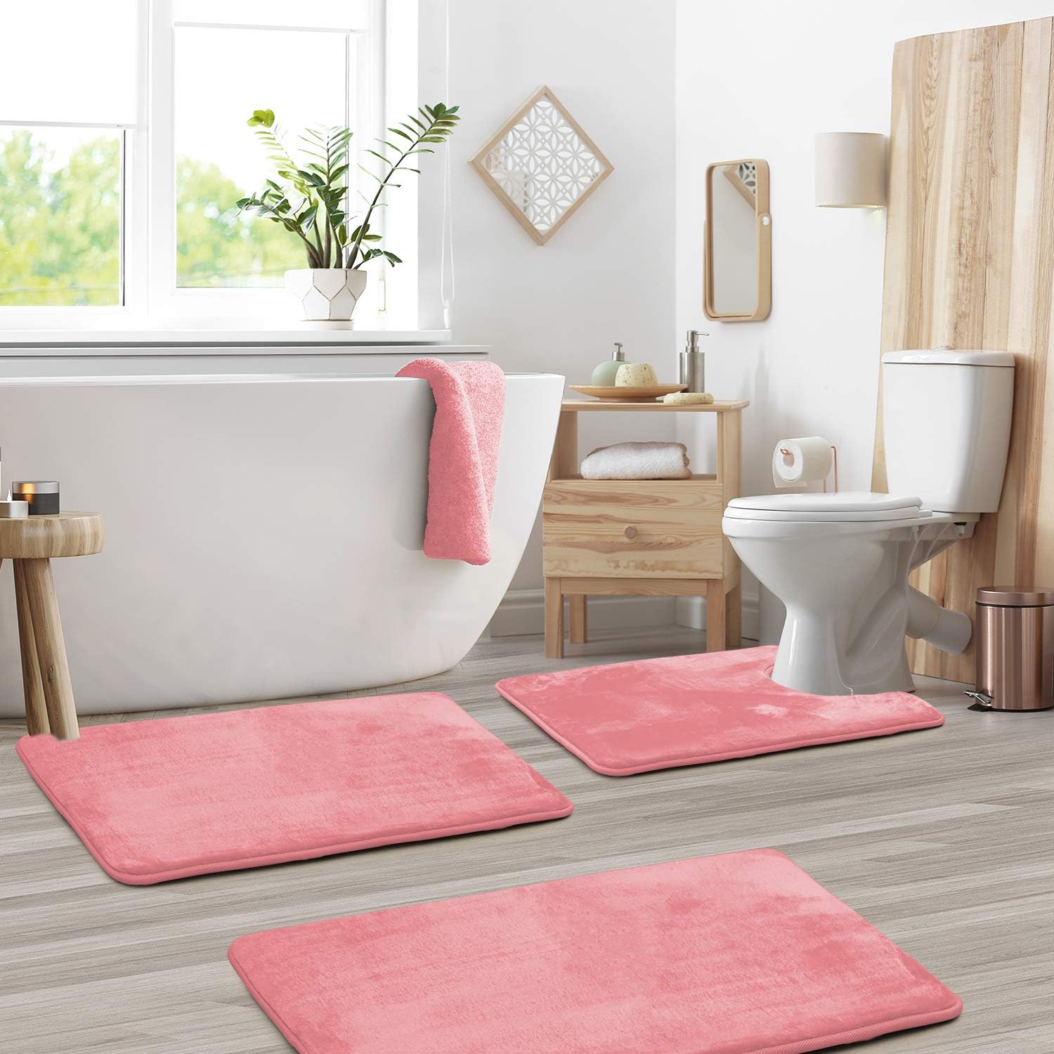 Velvet Memory Foam Bath Mat Set – Non-Slip & Quick-Dry (3 Pieces)