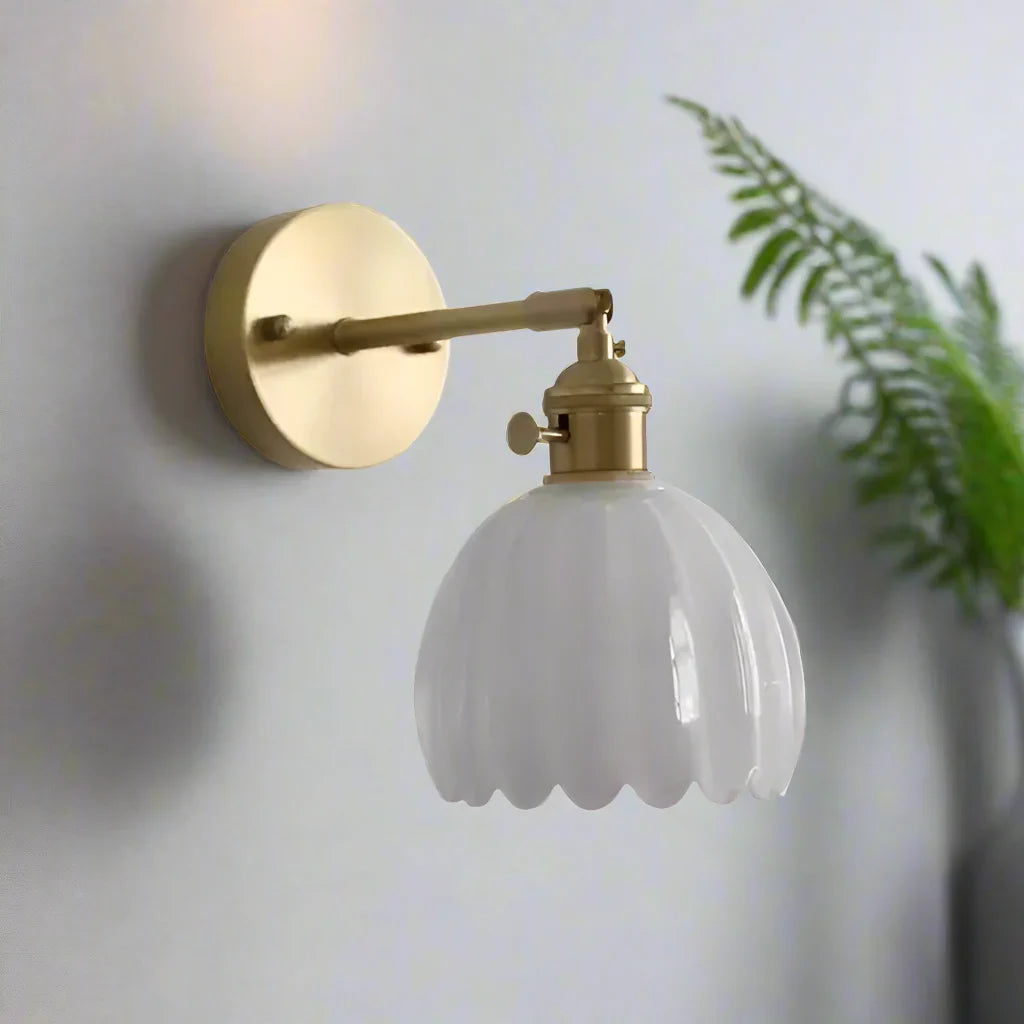 Vintage Tulip Glass Wall Sconce Light