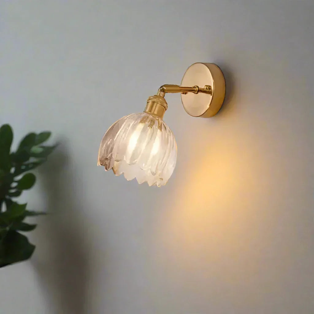Vintage Tulip Glass Wall Sconce Light