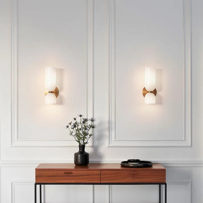 Modern Double Glass Wall Light Fixture